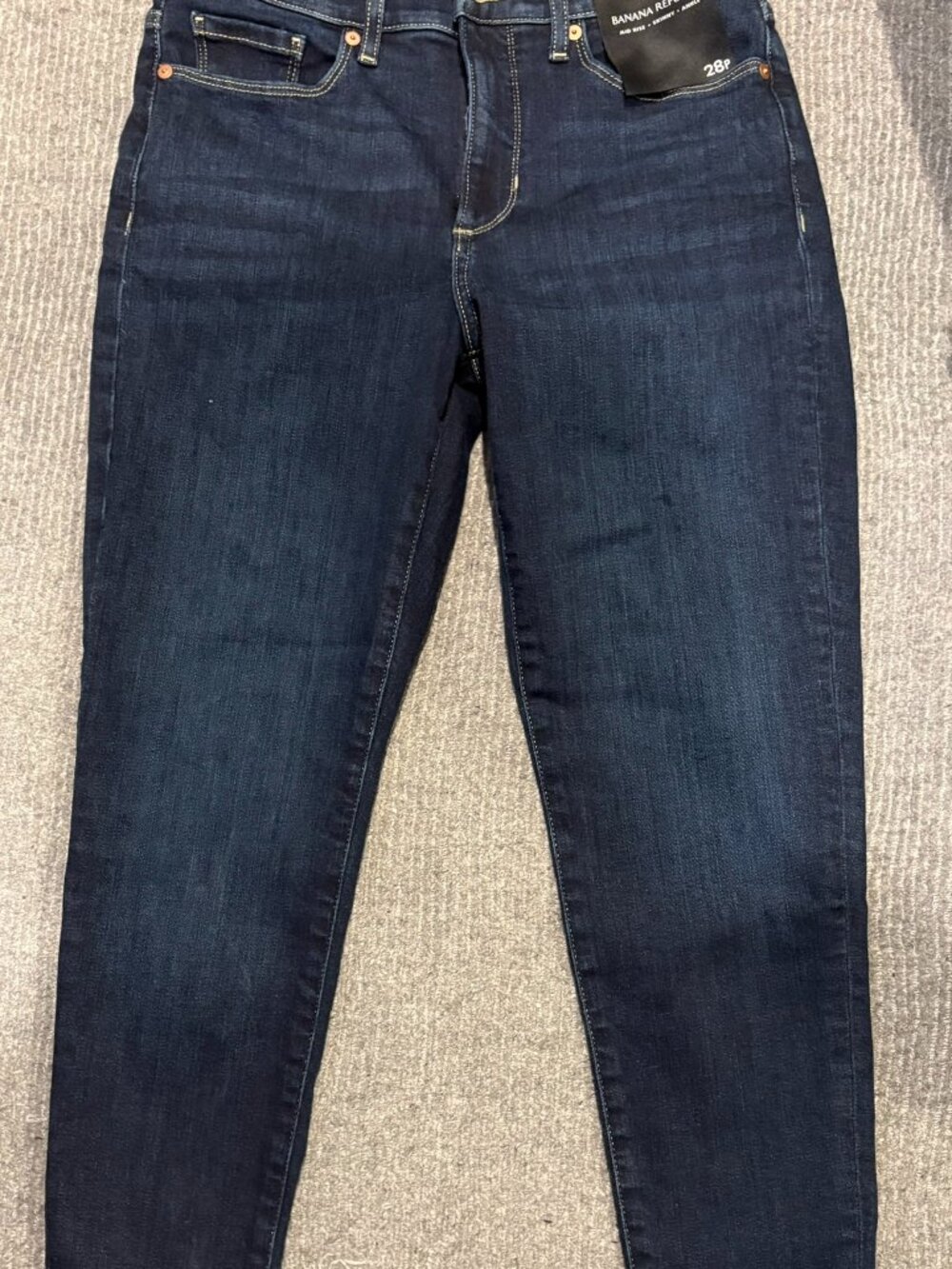 NWT Banana Republic Women's Mid Rise Skinny Jean Ankle Dark Indigo 8 Petite